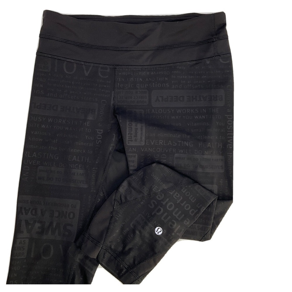 Lululemon Capris Women 6 Crop Tights Printed Works Love Athletic Fitness Running
